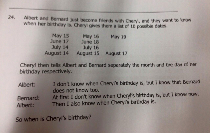 Illustration for article titled Solving Cheryl's Birthday